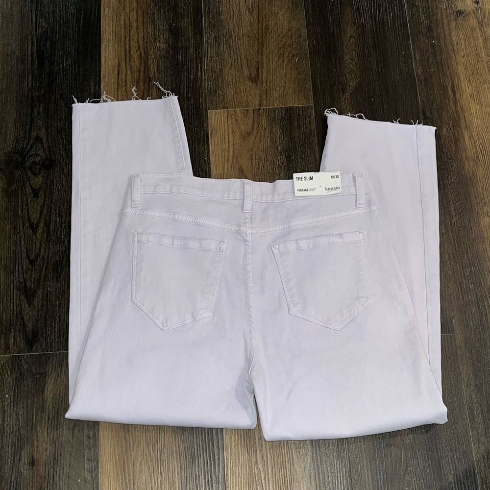 Kensie size 10/30 lilac denim slim fit with raw edge hem NWT - Picture 8 of 14